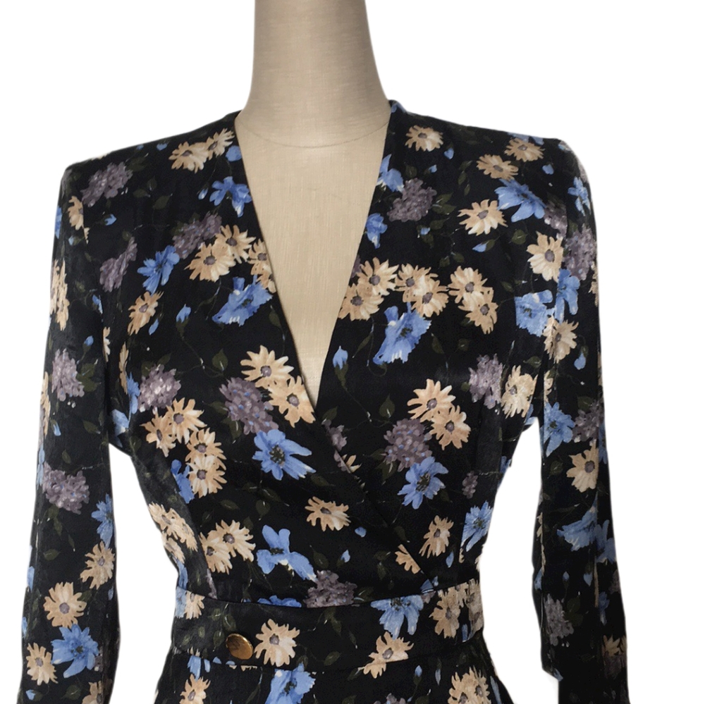 ZARA Long Sleeve Flower Dress NWT Sz XS - Picture 5 of 11